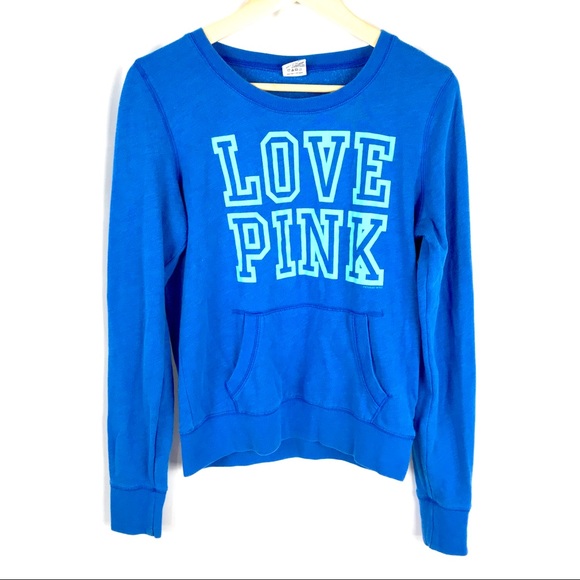 PINK Victoria's Secret Tops - Vs PINK blue pullover sweatshirt love pink
